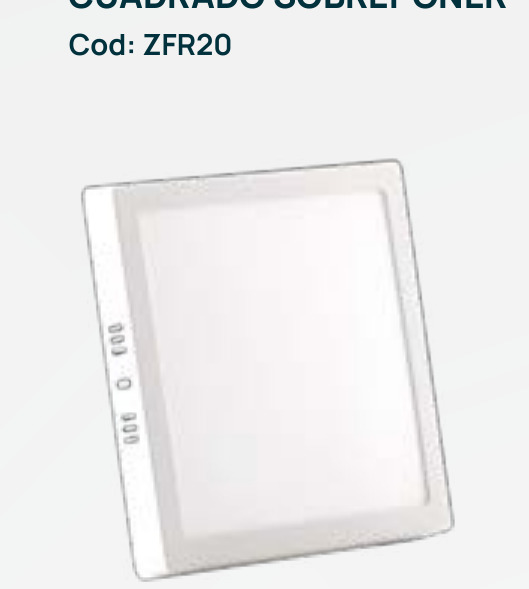 PANEL LED 18W 6500K SOBREPONE CUADRADO ZAFIRO