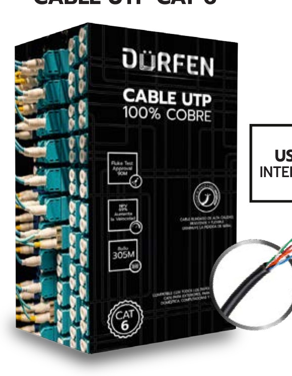CABLE UTP CAT 6 100 COBRE ZAFIRO INTERIOR 305M/ROLLO