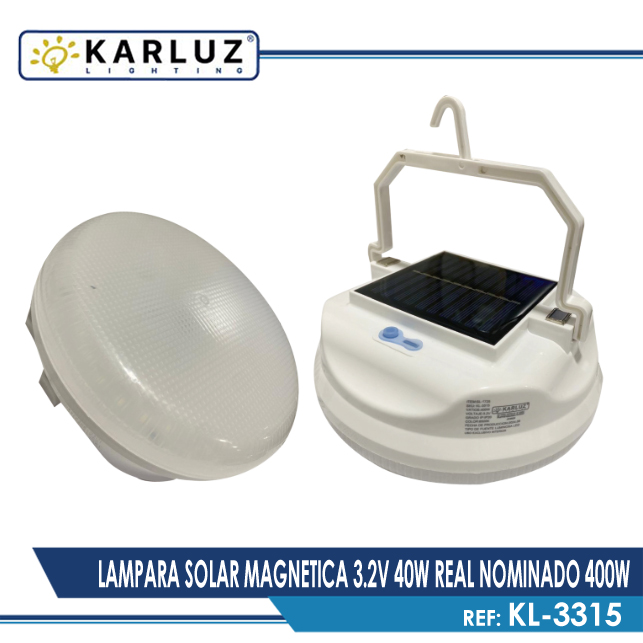 LAMPARA SOLAR MAGNETICA 3.2V 40W REAL NOMINADO 400W