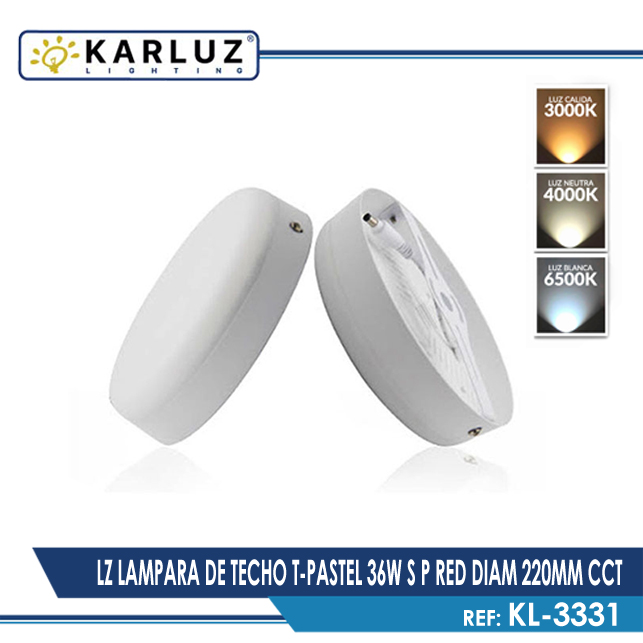 PANEL LED FRAMELESS 36W 3 TONOS SOBREPONER REDONDO KARLUZ