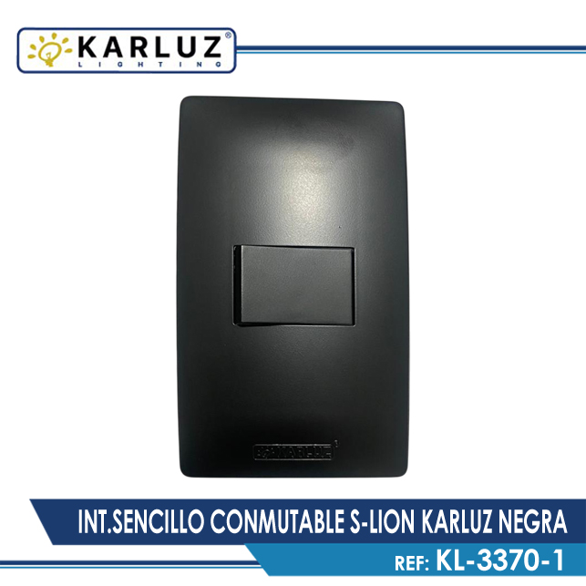 INTERRUPTOR SENCILLO CONMUTABLE S-LION KARLUZ NEGRA