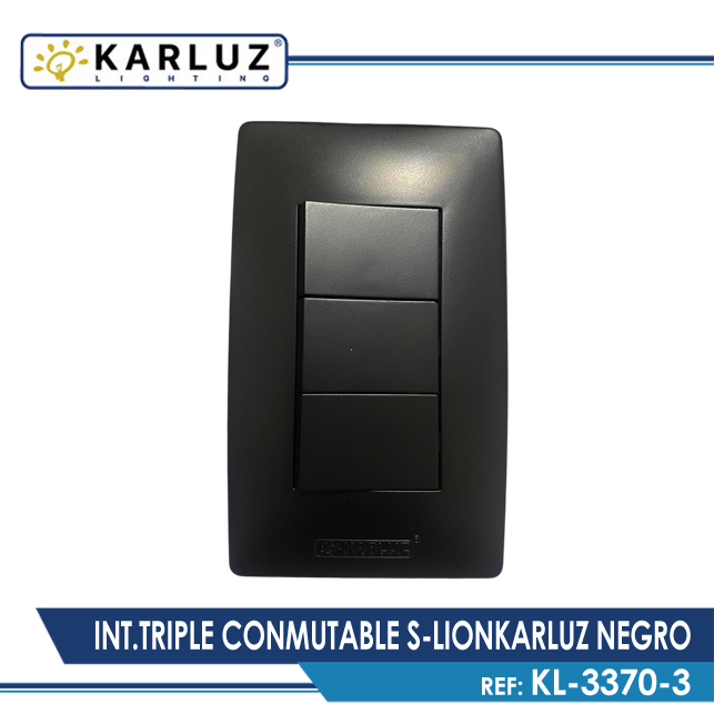 INTERRUPTOR TRIPLE CONMUTABLE S-LION KARLUZ NEGRA