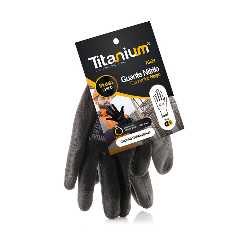 GUANTE NITRILO ECONOMICO ALTA CALIDAD NEGRO TALLA 9 L